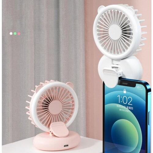 Necklace Fan Mini Bladeless Handheld Fan Portable USB Rechargeable Personal Neck Fan Mobile Phone Lens Selfie Lamp Clip Fan