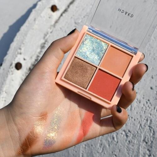 Make-up Mini four color eye shadow plate, earth color sequins flash powder, student ins parity eye shadow small disk