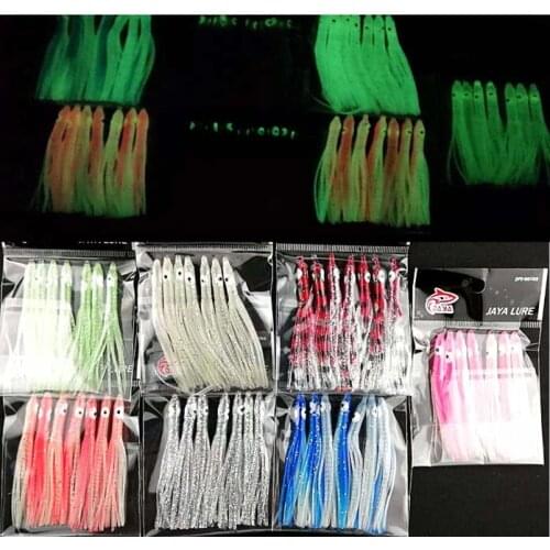 Soft Plastic Octopus Fishing Lures For Jigs Mixed Color Luminous Silicone Octopus Skirt Artificial Jigging Bait 7.5CM
