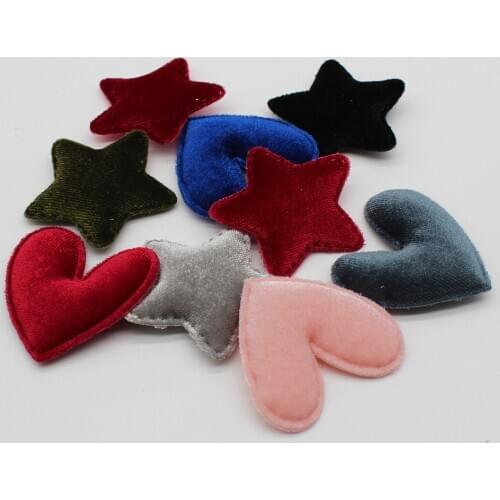 4.8cm Felt Star Heart Shape Padded Appliques For Brooch Headwear BB Clip Accessories and DIY Kid Patches