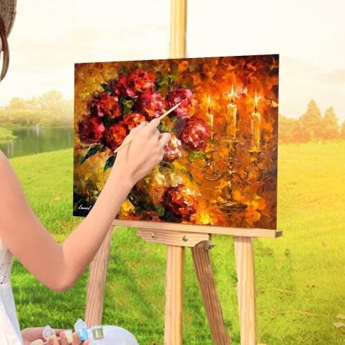 Roses And Candles Coloring By Numbers Painting Complete Kit Acrylic Paints 40*50 Painting On Canvas Wall Decoration Drawing