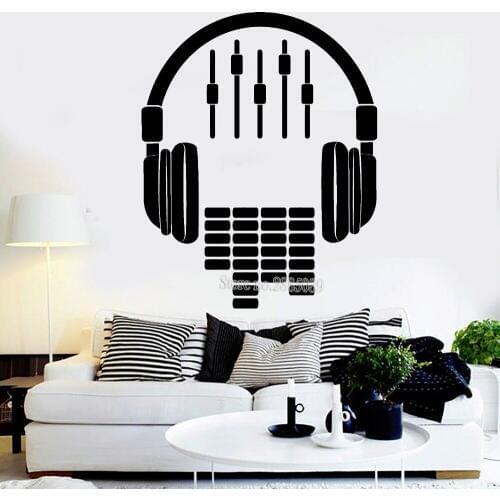 New Creative Art Vinyl Wall Sticker Headphones Sound Musical Stickers Living Room Sofa Background Decor Boys Room Decals LA437
