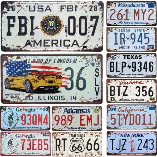 New United States Car Metal License Plate Vintage Home Decor Tin Sign Bar Pub Garage Decorative Metal Sign Metal Painting Plaque