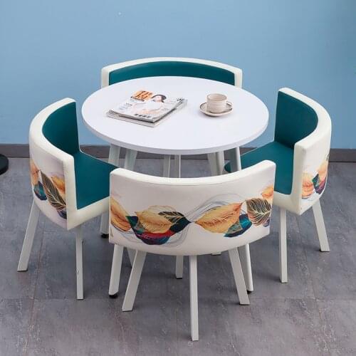 Dining Table Set Furniture Wood Comedor 4 Sillas Round Table Inkjet Modern Small Dining Table Set 4 Chairs Kitchen Table Set