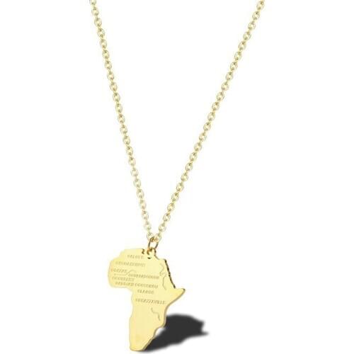 RIR Tribal Africa Continent Map Pendant Necklace African Country Jewellery Unisex Men Women Continent Ethnic Gift Ideas