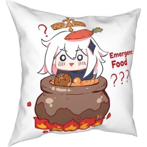 Paimon Genshin Impact Emergency Food Pillow Case Home Decor Cushion Cover Throw Pillow for Living Room Double-sided Printing