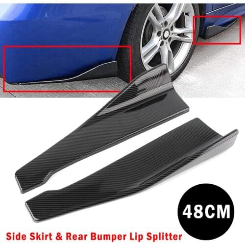 Pair 48CM Rear Bumper Protector Diffuser Lip Splitter Apron Spoiler Side Skirt Universal Carbon Look For VW Golf MK7 MK7.5 MK6