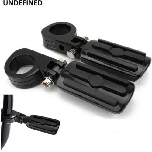 Black Motorcycle Highway Foot Pegs fit 32-38mm Engine Guard Crash Bar Footrests kits For Honda Harley Touring FLH Dyna Softail