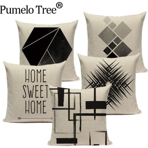 Pop Geometric Animal Cushion Cover Black White Linen Cushion Decorative Pillowcase Square High Quality Print Custom Throw Pillow