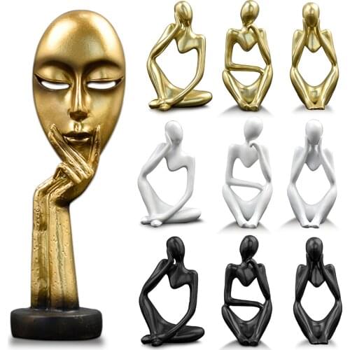 Sale:Mordern Minimalist Thinker Sculpture Abstract Character Statue Resin Sculpture Ornaments For Living Room Desktop Mini Decor