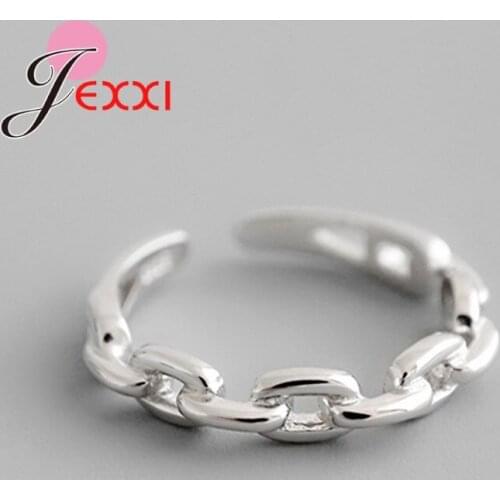 Real 925 Sterling Silver Chain Ring French Style Minimalist Adjustable Open Rings For Women Vintage Luxury Fine Jewelry