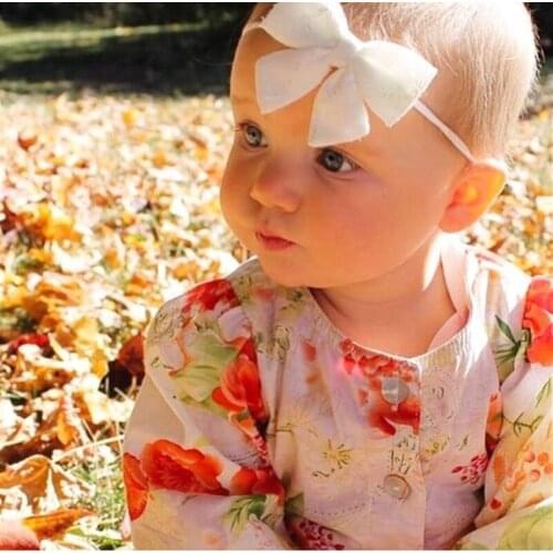 Handmade Newborn girls Bow Nylon Headbands Soft Nylon Headwear Nylon Elastic Head band