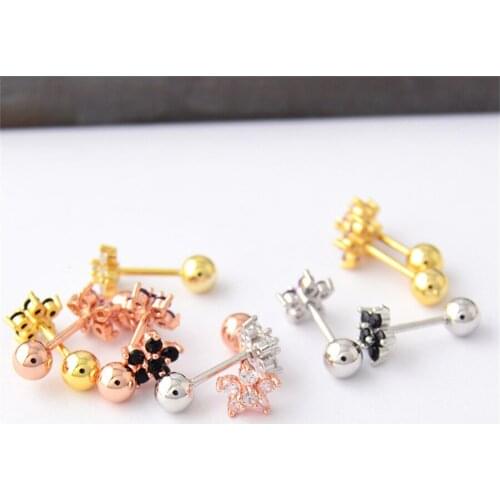 2021 new 1pcs snowflake flower earhole jewelry crystal CZ Mini cartilage spiral sunflower conch earscreen Earrings