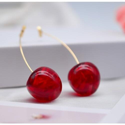 Simulation Red Cherry Earrings New Fashion Cute Sweet Drop Earrings For Women Girl Fruit Hanging Earring Gift Decoration