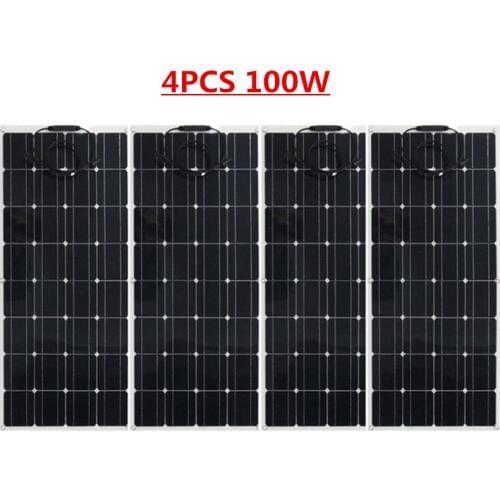 400w solar panel 4pcs of 100W High Efficiency Monocrystalline Silicon Flexible Solar Panel For Marine Caravan Boat 12V Charging