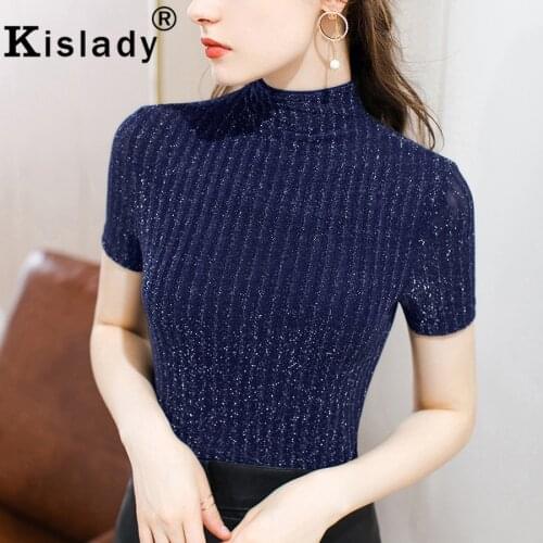 Womens Turtleneck Patchwork Solid Gothic T-Shirts Sexy OL Harajuku Tops Hollow Out Shirts Korean Mesh Fabric Plus Size Clothes