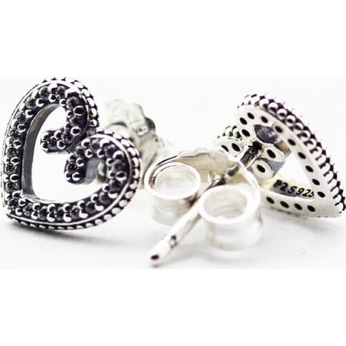 CKK 925 Sterling Silver Heart Swirls Stud Earrings For Women Original Jewelry Making Fashion Anniversary Gift