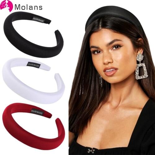 Molans 2021 Female Bezel Silk Padded Headband for Women Solid Color Thick Hair Hoop Hairband Girls Hair Accessories Hair Band