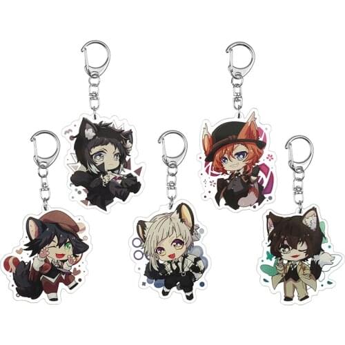 1 Pcs New Japan Anime Bungou Stray Dogs Keychains Atsushi Dazai Osamu Acrylic Pendant Keyrings Figure Toys Fans Collection Gifts