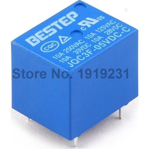 10PCS BESTEP T73 5V Relay Blue JQC3F-05VDC-C