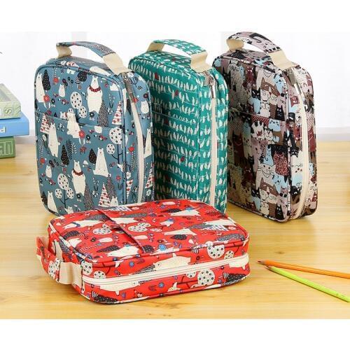 150 Slot Creative Large Capacity Cute Cartoon Floral Print Multifunctional Pencil Bag Pen Box Pencil Case Art Supplies