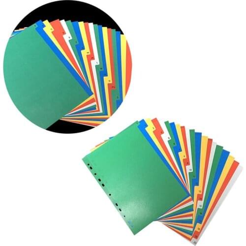 40PCS A4 Colorful Index Page Classified Lables Plastic Tab Dividers Index Page Color Category Page (Color Printed Number)