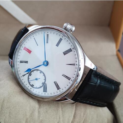 40mm Manual mechanical mens Watch White dial Roman number red 12 Blue Peach heart hand Seagull ST3600-2 Movement