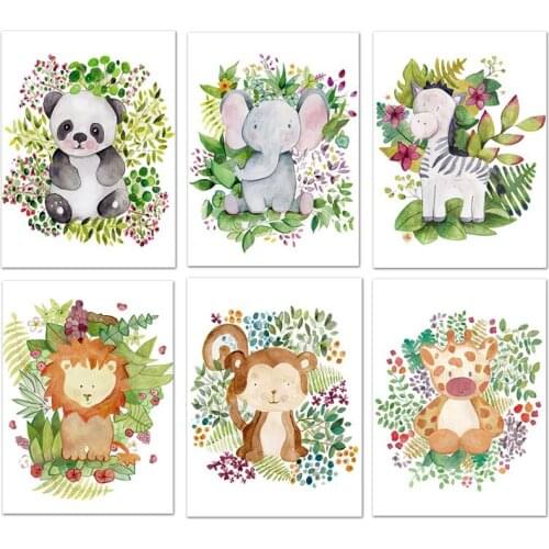 5D DIY Cartoon Diamond Painting Animals Panda Monkey Full Drill Mosaic Diamond Embroidery Room Wall Art Decoration Kid Gift