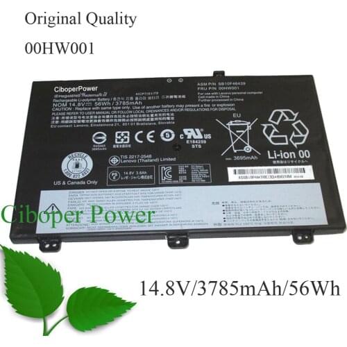 Ciboper 00HW001 SB10F46439 14.8V 3785mAh 56Wh Laptop Battery For Laptop Models 14(20DM-M0023AU)/14(20DM-M0026AU)/(20DM-M002CAU)