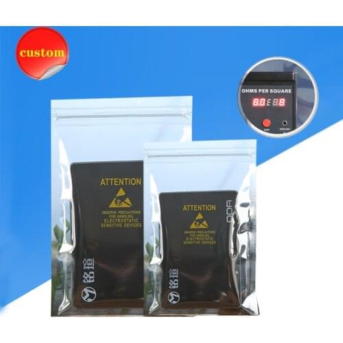 ESD Anti-static Shielding Printed Zipper Bag Electronic Supplies Accessorie Sensitive Circuit Protection Ziplock Plastic Packing