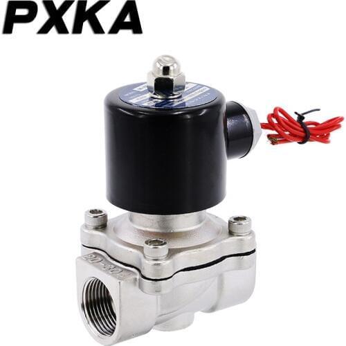 Free shipping Solenoid Valve Stainless Steel Valve Switch Normally Closed 220v Water Pipe Electronic Valve Pneumatic Coil 24V