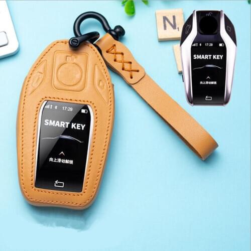 Genuine Leather Key Case Cover For BMW 1 2 3 4 5 7 Series X1 X3 X4 X5 X6 F30 F34 F10 F07 F20 G30 F15 F16 Button Screen protect
