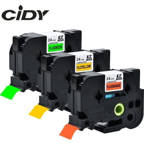 CIDY 24mm Mixed Fluorescent color Laminated Compatible tze-B51 TZE-C51 TZE-D51 for brother p-touch label maker ribbon cassette