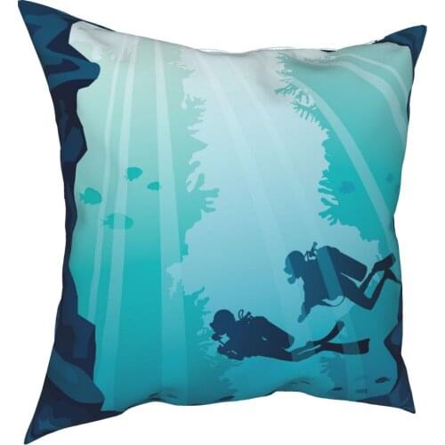 Dive Sea Fish Reef Pillow Case Decoration Cushions Throw Pillow for Home Polyester Double-sided Printing Creative