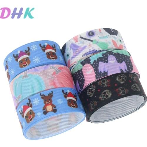 DHK 50yards halloween christmas skull Printed Grosgrain Ribbon Accessory Hairbow Headwear Decoration DIY Wholesale OEM S1158