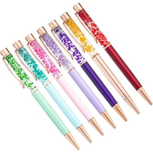 Dynamic Liquid Flower Dries Flower Ballpoint Floating Flower Ballpoint Pens Liquid Metal Ballpoint Pens Office Supplies