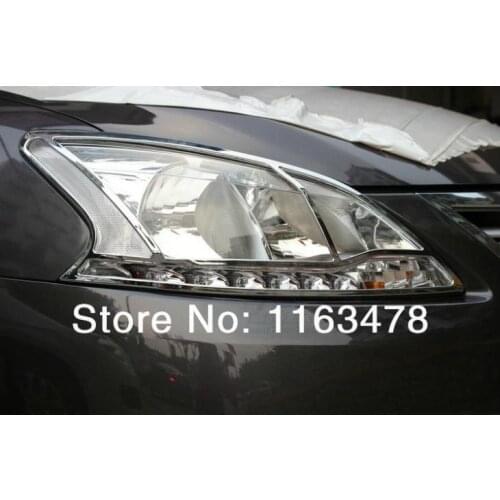 For Nissan Sentra 2013 2014 2015 ABS Chrome Decorate Front Head Light Headlight Lamp Cover Trim Molding Frame