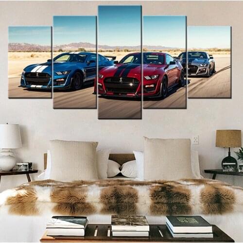 Home Decoration Hd Prints Painting Ford Mustang Shelby Car Pictures Wall Art Modular 5 Pcs Canvas Modern Poster For Living Room