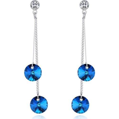 Korean Trendy Crystals From Swarovski Earrings For Women Bohemian Long Tassel Drop Earrings Female Brincos Da Moda Party