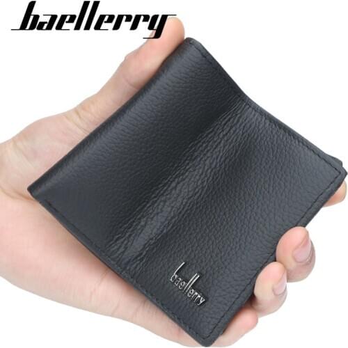Baellerry Leather Men Wallets Classic Free Name Engraving Zipper Purse Man Card Horder Famous Brand Quality Male Wallet For Boy