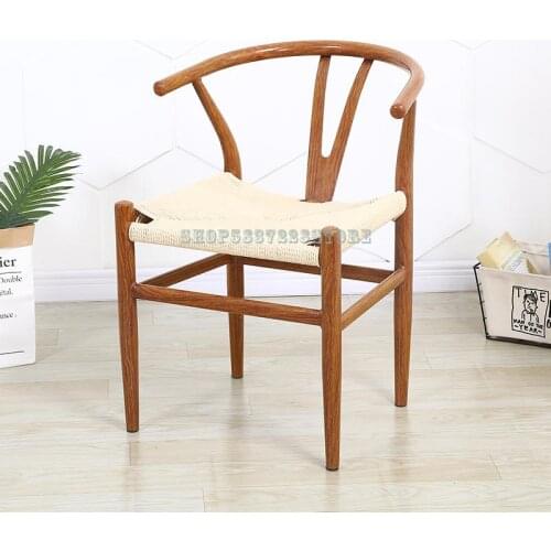 Tea Room Furniture Zen Chinese Family Back Dining Chair Northern Europe Simple Makeup Chair Tea Chair Imitation Solid Wood Iron