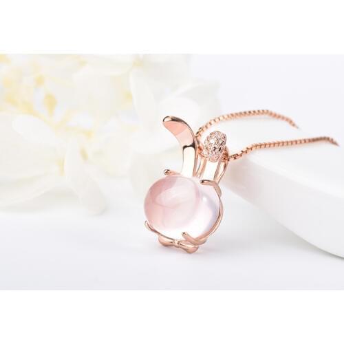 30 Zircon Cute Smart sign Rabbit small bunny rabbit Choker cat Feline pet 3D Crystal anime animal hare Pendant Necklace jewelry