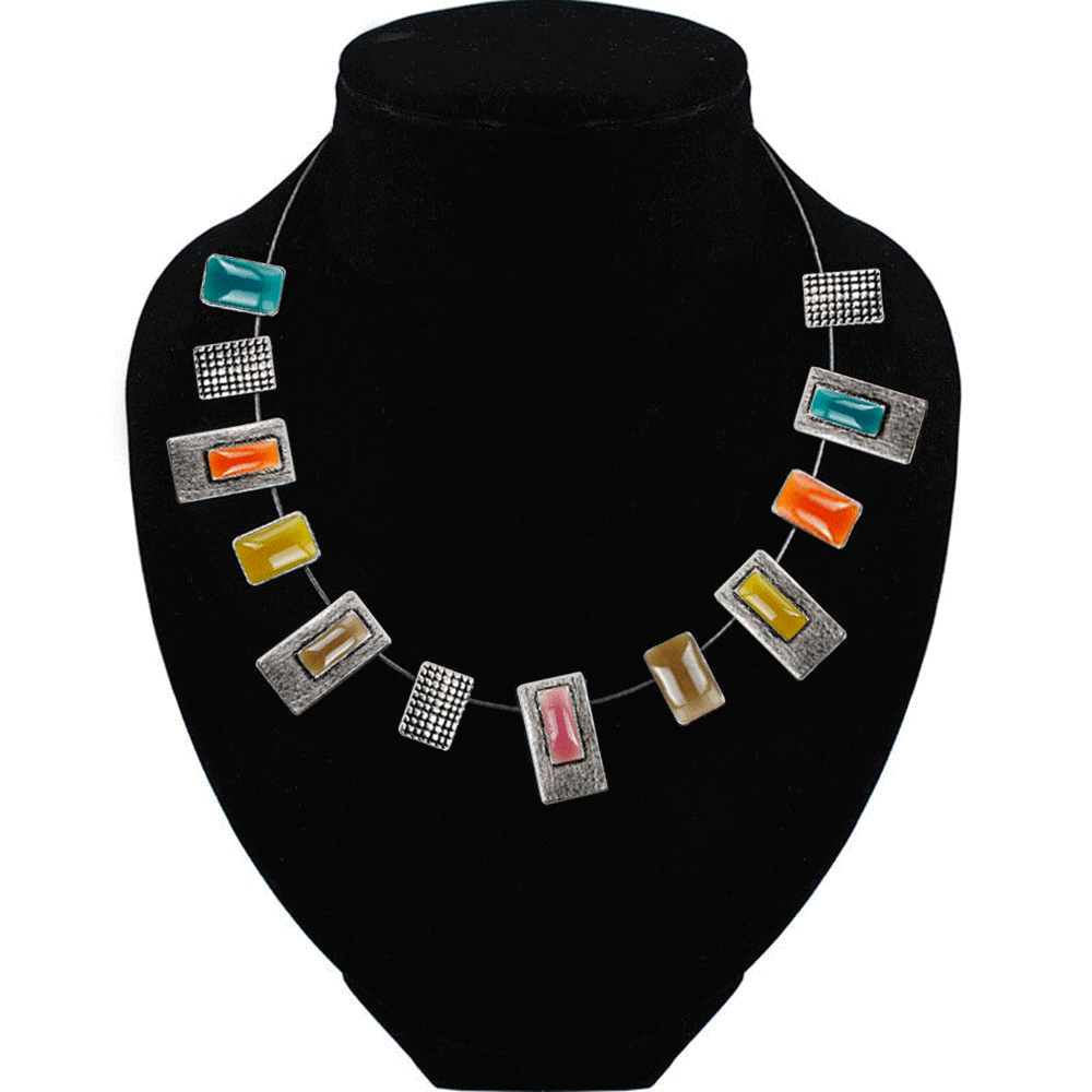 Fashion Enamel Necklace Pendant Cable Connection Blending Fashion Statement Necklace Female Jewelry Free Shipping