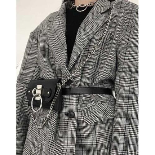 Fashion Chains Womens Waist Bags Hip Hop Designer Ladies Chest Belt Bag Cool Girls Coin Purses 2021 PU Leather Black Fanny Pack