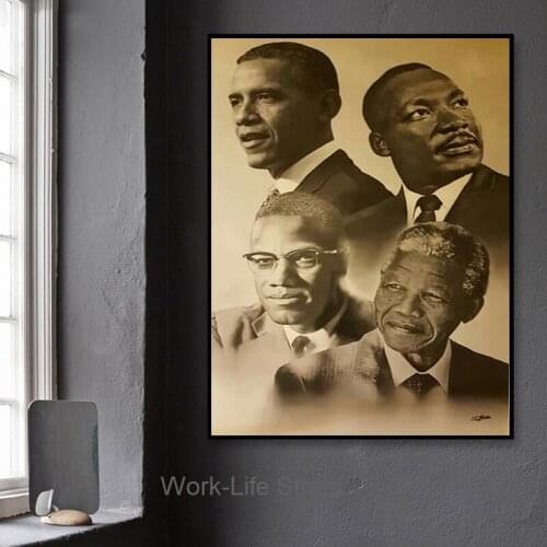 Powerful African American Leaders Classic Portrait Poster Wall Art Canvas Printing Home Decor For Living Room No Frame