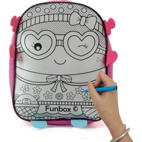 Cartoon Backpack Graffiti Schoolbag Childrens Lovely Schoolbag Kindergarten Schoolbag Childrens Gift Free Watercolor Pen