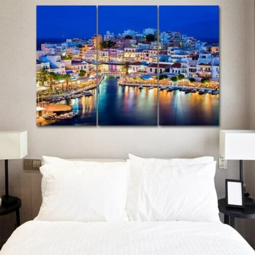 Greek temple at night 3 pcs HD Canvas Painting Modern Home Decoration Living Room Canvas Print Painting Wall Decor Picture