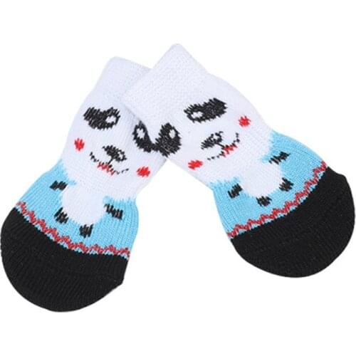 4 Pcs Pet Puppy Dog Socks Anti-slip Knitting Breathable Elasticity Warm Winter Indoor CLH@8