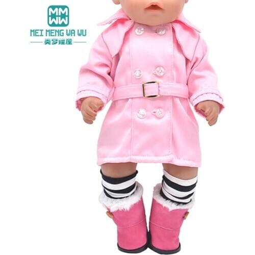 Clothes for doll Fashion Bow tie dress windbreaker fit 43-45cm baby toy new born doll and American doll Accessories