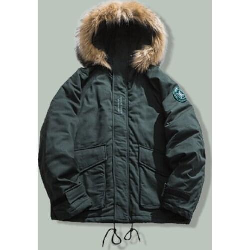 Harajuku Retro Multi-pocket Fur Collar Hooded Goods Parka Men Hip Hop Streetwear Fashion Parkas Winter Thicken Loose Coat Jacket